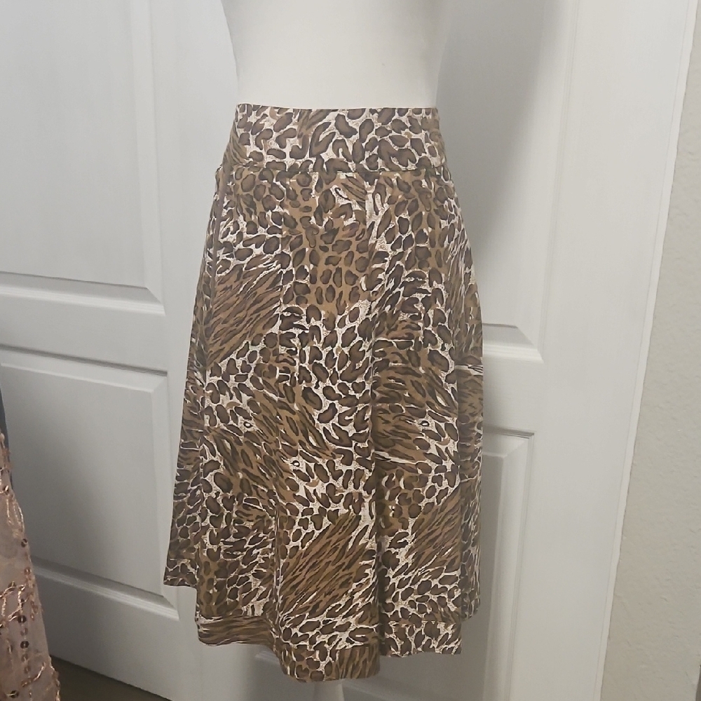 Westbound Brown Animal Print A-Line Skirt